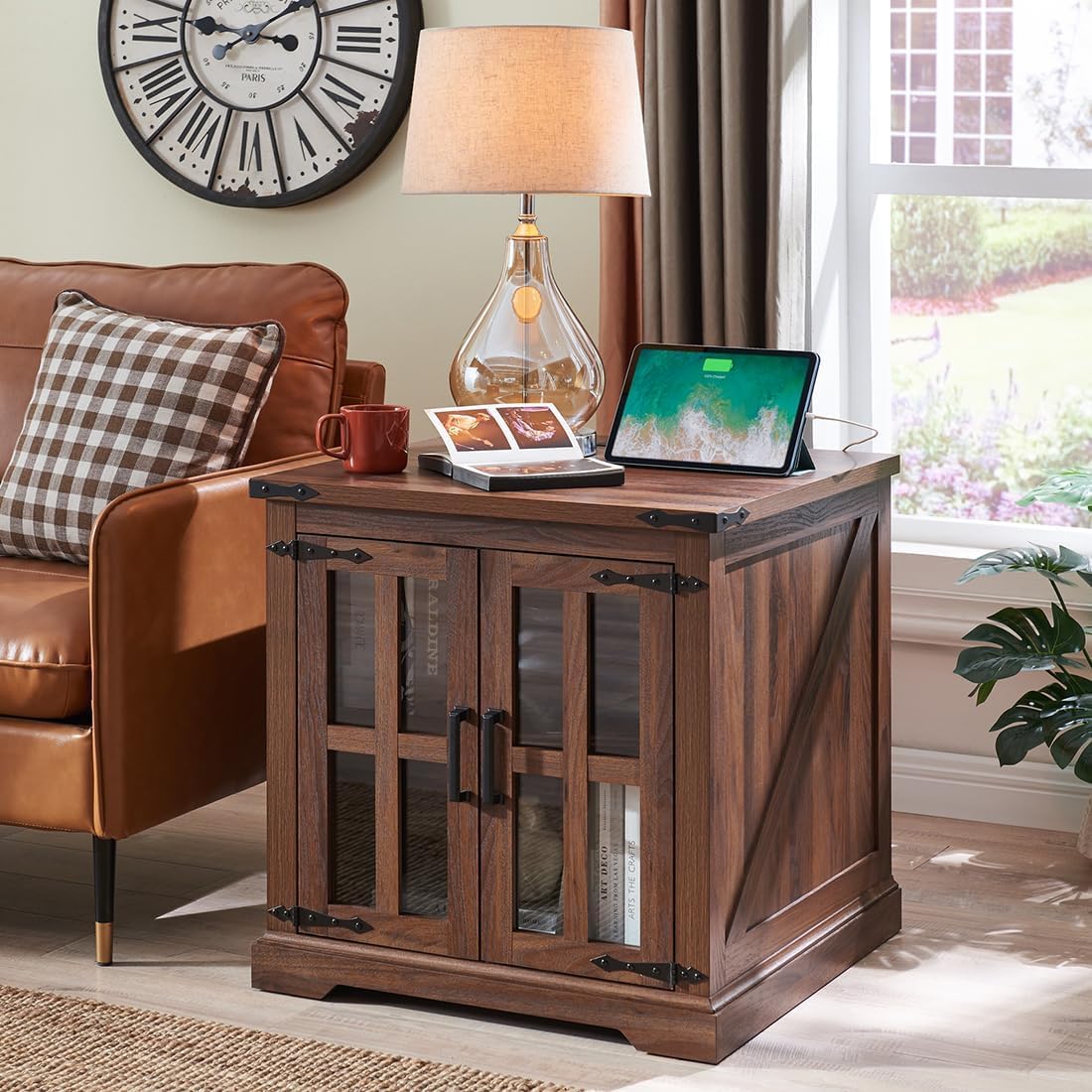 Amazon.com: Barnyatoh Farmhouse End Table with Charging Station,24
